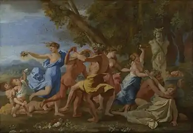 Nicolas Poussin, Bacchanal before a Statue of Pan, 1631–1633