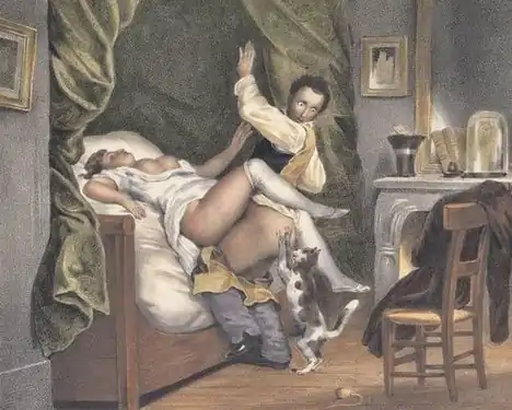 The Jealous Cat, lithograph, c. 1860.
