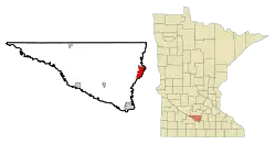 Location of the city of St. Peterwithin Nicollet Countyin the state of Minnesota