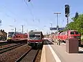 Crossing of GTW 2/6 and trains on the Nidder Valley Railway in Nidderau