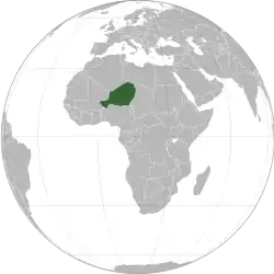 Location of Niger (dark green)