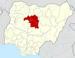 Map of Nigeria highlighting Kaduna State