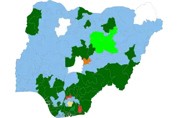 Map of Senate composition by party