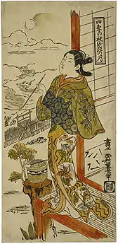 Nishimura Shigenaga, Four Seasons – Autumn Moon above the Reception Room, 1725–1730