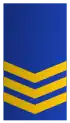 three gold chevrons on a blue background