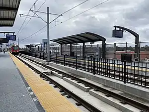 The platforms at Nobel Drive station