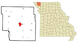 Location within Nodaway County and Missouri