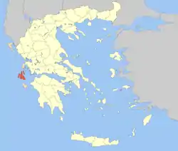 Location of Cephalonia Prefecture in Greece