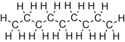 Skeletal formula of nonane with all implicit carbons shown, and all explicit hydrogens added