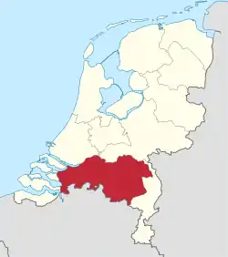 Location of North Brabant in the Netherlands