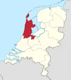 Location of North Holland in the Netherlands