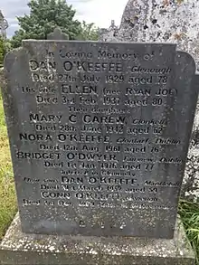 O'Keeffe family gravestone at Kilpatrick Cemetery