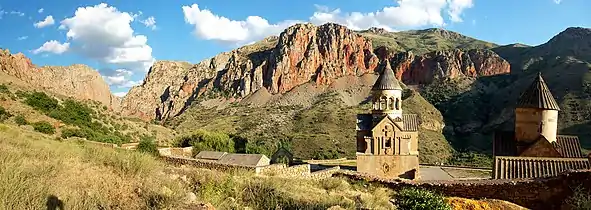 Panorama of Noravank monastery and Amaghu valley