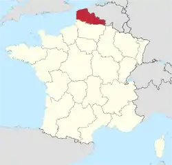Location of Nord-Pas-de-Calais region in France