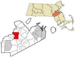 Location in Norfolk County in Massachusetts