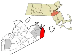 Location of Weymouth in Norfolk County, Massachusetts