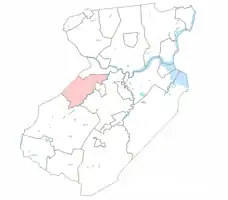 Location of North Brunswick in Middlesex County highlighted in pink