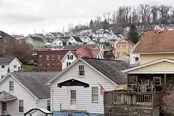 Looking southwest up the hill across much of the town from the south end of Olive Ave