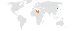 Map indicating locations of North Korea and Libya