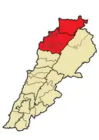 Map of Lebanon with North Lebanon highlighted