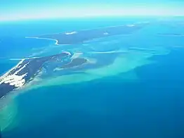 Moreton Island and North Stradbroke Island from the air