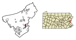 Location of Wilson in Northampton County, Pennsylvania (left) and of Northampton County in Pennsylvania (right)