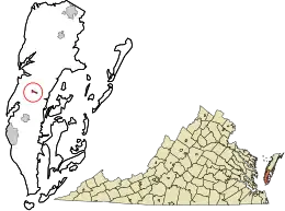 Location in Northampton County and the state of Virginia.