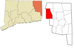 Ashford's location within the Northeastern Connecticut Planning Region and the state of Connecticut