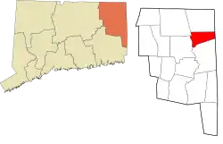 Putnam's location within the Northeastern Connecticut Planning Region and the state of Connecticut