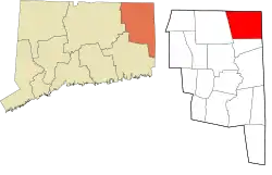 Thompson's location within the Northeastern Connecticut Planning Region and the state of Connecticut
