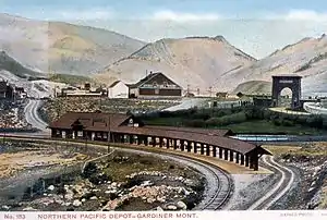 Northern Pacific train station at Gardiner, Montana