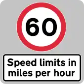 Speed limits are in miles per hour (Northern Ireland only)