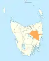 Map showing Northern Midlands LGA in Tasmania