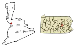 Location of Northumberland in Northumberland County, Pennsylvania.
