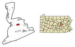 Location of Snydertown in Northumberland County, Pennsylvania.