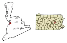 Location of Sunbury in Northumberland County, Pennsylvania.