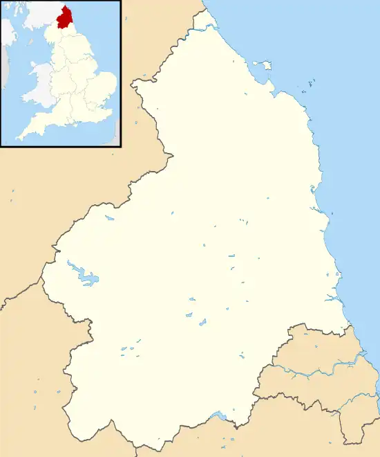 Maps of castles in England by county: L–W is located in Northumberland