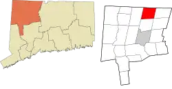 Colebrook's location within the Northwest Hills Planning Region and the state of Connecticut