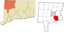 Harwinton's location within the Northwest Hills Planning Region and the state of Connecticut