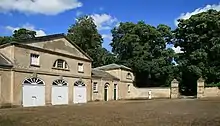 Stable Block with Wall and Gate Piers about 200m to west of Norton Conyers House