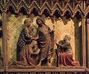 Carved polychrome choir stall in Notre-Dame Cathedral, (end of 13th century)