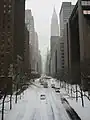42nd street, NYC, near the UN, looking West during the February 2003 winter storm.