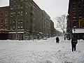 Corner in Hells Kitchen neighborhood, NYC, during the February 2003 winter storm.