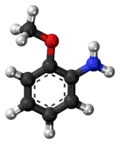 Ball-and-stick model of the o-anisidine molecule