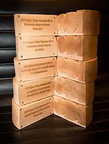 A stack of awards