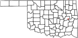 Location of Eufaula shown in Oklahoma