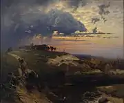 Freight of Timber. Landscape with Lightning (ca. 1894), by Oskar Hoffmann (1851–1912)