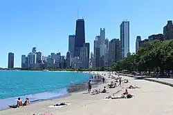 The beach in July 2018, looking south