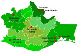 Major cities of Oaxaca