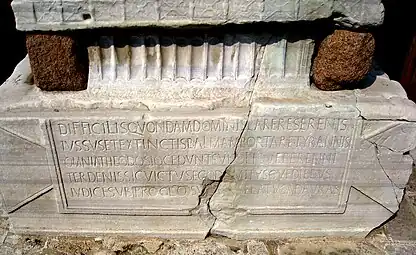 Roman cartouche on the pedestal of the Obelisk of Theodosius, Hippodrome of Constantinople, Istanbul, Turkey, unknown architect or sculptor, 390